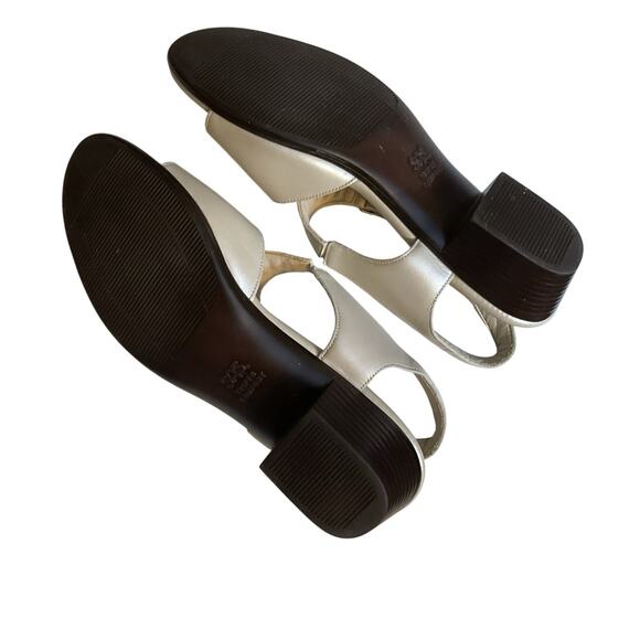 SAS Suntimer Sandals Sz 8.5 S-AAA Pearl Bone Ivory Leather Sling Back Peep Toe - Picture 11 of 14